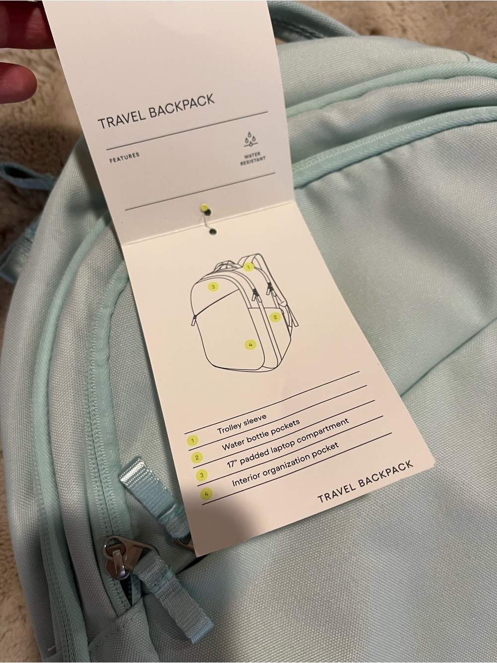 All In Motion Everyday To Travel Backpack Mint Blue Large - Picture 5 of 12